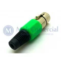 Conector XLR Fêmea Solda Fio Para Cabo JD-W9405 - Verde