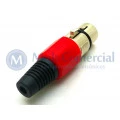 Conector XLR Fêmea Solda Fio Para Cabo JD-W9405 - Vermelho