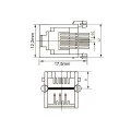 Conector Jack RJ12 6P6C 6 Vias Cinza - YH55-04
